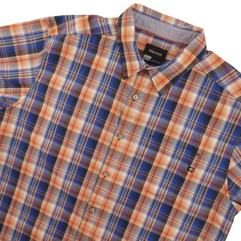 Marmot Shirt Mens XL Multicolor Plaid Short Sleeve Button Up Outdoor Hiking